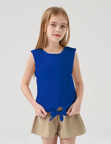 Image of Girls Crop Tops Summer Tie Knot T Shirt Short Sleeve Shirts Tee Tank Top Size 5-14 Years