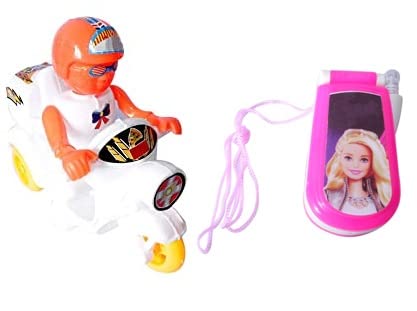 KYNA Pull Back Scooter with Flip Open Musical Mobile Phone for Kids and Toodlers Pack of 1