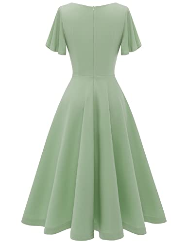 Image of HomRain Wedding Guest Dresses for Women Vintage Short Sleeves Casual Fit and Flare Cocktail Formal Dress for Tea Party
