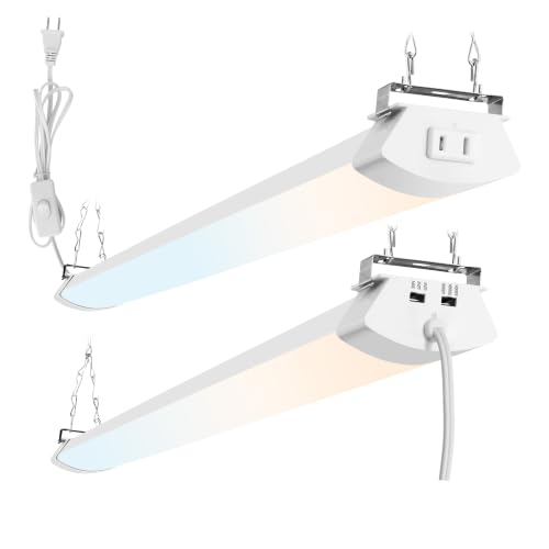 hykolity LED Shop Light 4FT with Power Cord 3 Power Level&3CCT 5000LM