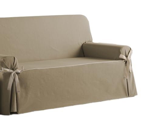 Housse de canapé à nœuds Estoralis champagne jacquard pour canapé 4 places