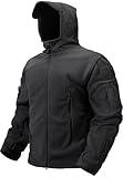 TACVASEN Tactical Hoodies for Men Windproof Fleece Hoodies Zip Up Mens Jacket Winter Warm Hoodie Hunting Black
