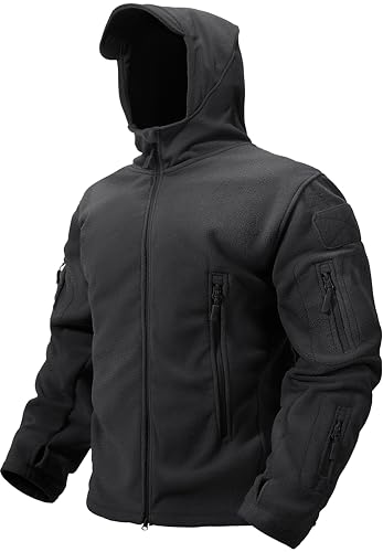 TACVASEN Mens Fleece Jacket Full Zip Tactical Hoodies Winter Coats Windproof Hoodies Warm Hunting