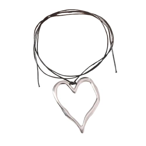 Collier en cuir avec pendentif coeur vintage style rétro mixte unique