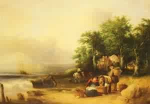 Peinture à l'huile View on The Isle de Wight William Shayer tableau paysage anglais