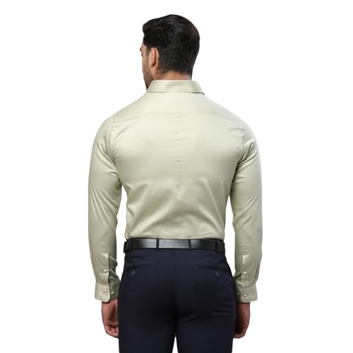 Image of Raymond Men Cotton Slim Fit Solid Pattern Semi Cut Away Collar Formal Shirt