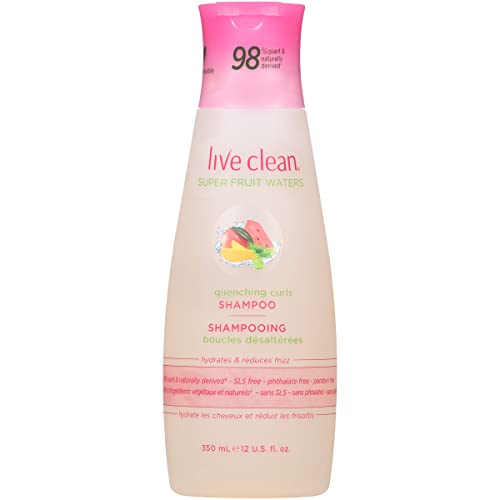 Live Clean Shampoo, Super Fruit Waters Quenching Curls, 12 Oz