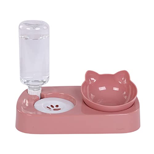Pet Food Bowl and Water Bottle Set, Double Cat Dog Food Bowl with...