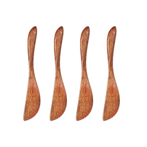MIRKUZI 4 Stück Buttermesser aus Holz, handgefertigter Gelee-Käseaufstrich für Käsebuttermarmelade, ca. 15 cm