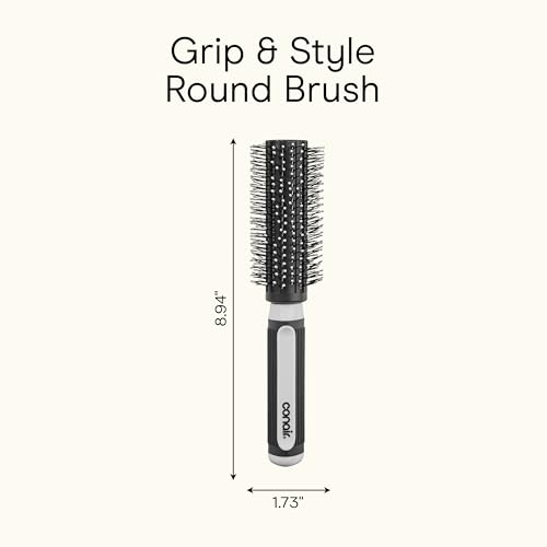Conair Grip & Style Round Brush, Nylon Bristle Hair Brush for Blowout Styling, Ideal for Coarse, Curly, Wavy Hair, Color May Vary - image 9