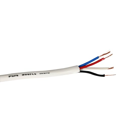 Image of Pure Source India Flexible 0.25mm x 4 Core Round Copper Electrical Wire, Load Capacity- 2 Ampere / 450 Watt (White) (100 MTR)