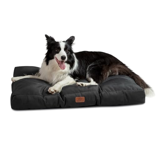 Bedsure Cama Perro Impermeable Grande - 91x68x10 cm Colchón Perro Lavable, Cojín Perro Antipelo y Suave, Negro Oscuro, L