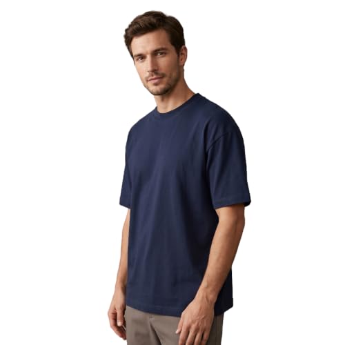 Image of Nobero 100% Cotton Oversized T Shirts for Men Stylish | Oversized Fit | Solid T Shirts for Men 180 GSM Combed Cotton | Round Neck Half Sleeve