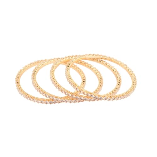 Efulgenz Indian Bangles for Women Round CZ Crystal Rhinestone Bracelet Bangle Set Indian Wedding Party Bangles Indian Bridal Bangles Fashion Statement Jewelry (4 Pcs), Size-2.4