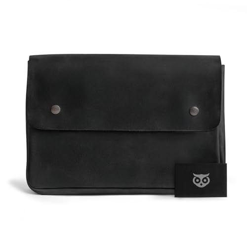 Image of Hide & Drink, Vintage Folder Document Holder, File Case, A5 Binder, Envelope Portfolio, Full Grain Leather, Handmade, Charcoal Black