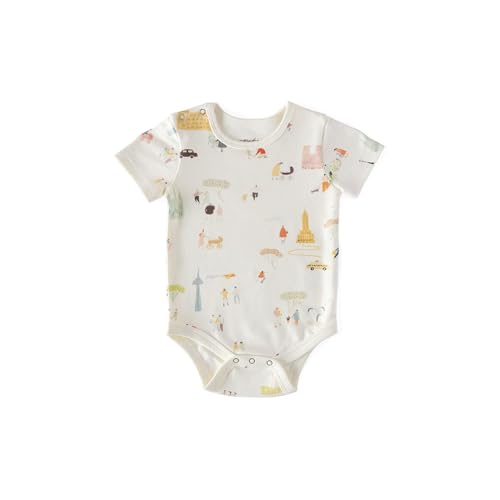 PEHR Short Sleeve Shoulder Snap One-Piece Explore the World | 100% Organic Cotton Unisex Baby Bodysuit with Shoulder and Bottom Snaps for Easy Changes Sizes 3-6M