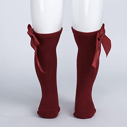 Sholeno Toddler Baby Girls Big Bowknot Elasticity Over Knee High Socks Princess Casual Stockings2