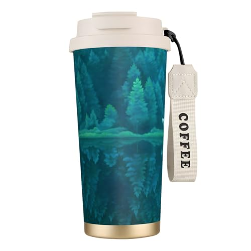 タンブラー 東山魁夷 緑響く マグボトル コーヒーカップ 水筒 保温 保冷 ウォーターボトル 蓋付き ストロー付き 直飲み おしゃれ プレゼント