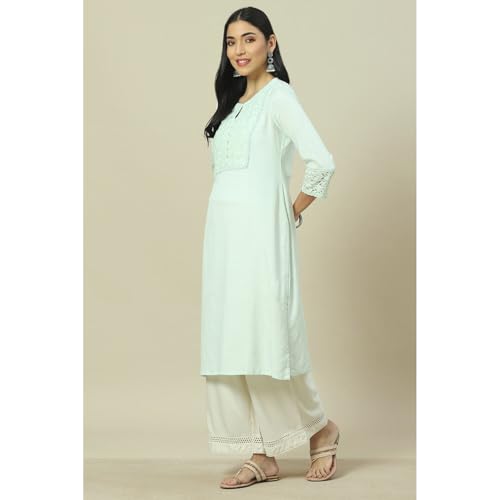 Image of Rangriti Mint Green Liva Straight Kurta for Women