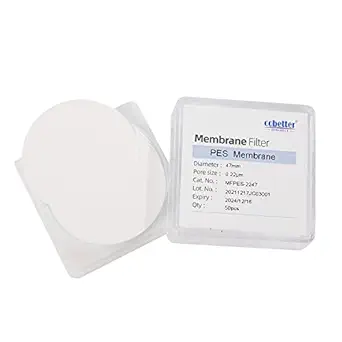 COBETTER PES Disc Membrane Filters Hydrophilic, 47mm Diameter, 0.45?m Pore Size, 100 Pieces/Pack