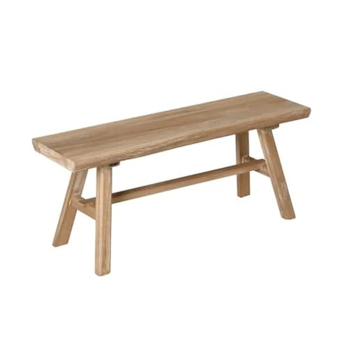 LIN HOME Banco Madera Maciza de Estilo WABI Sabi Banqueta de Madera Envejecida con Diseño Rústico Asiento de Madera Natural para Recibidor, Salón, Dormitorio, Comedor y Pasillo 100x32x41cm XZ 24895