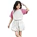 Girls Bubble Shorts Y2K Trendy Elastic High Waist Ruffle Shorts Summer Fashion Wide Leg Bloomers Pants with Pockets A01-White 9-10Y