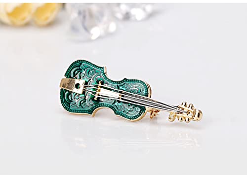 Cute Green Mini Violin Brooch Pin For Women Girl Handmade Enamel Fashion Lapel Pins Dress Accessories Delicacy Birthday Christmas Party Mother's Day Jewelry Dainty Gift #TOP3