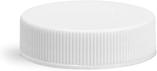 38/400 Plastic Caps, White Polypropylene Ribbed Caps w/Foam Induction Liners