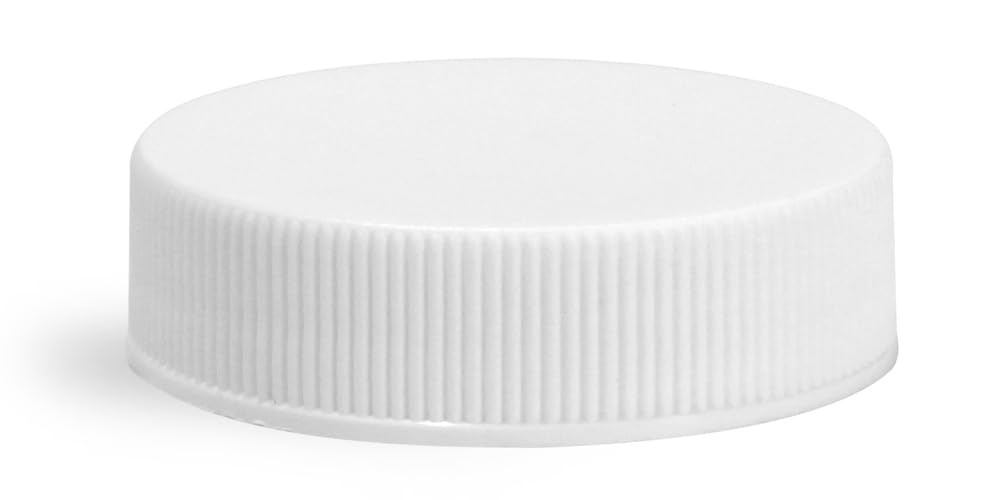 48/400 White Polypro Ribbed Caps w/Foam Induction Liners