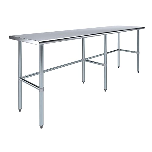 24 in. x 96 in. Open Base Stainless Steel Work Table | Residential & Commercial | Food Prep | Heavy Duty Utility Work Station | NSF