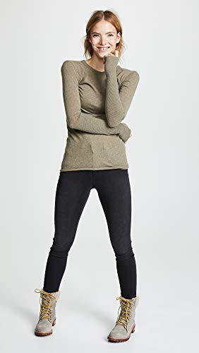 Image of Enza Costa Women's Cashmere Blend Cuffed Crew Top with Thumbholes