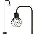 AUQUEE Floor Lamp, Industrial Floor Lamp for Living Room, Modern Standing Lamp with 6W LED Bulb, Foot Switch, Minimalist Pole Lamp Vintage Farmhouse Stand Up Lamps for Bedroom, Office, Book Nook,Black