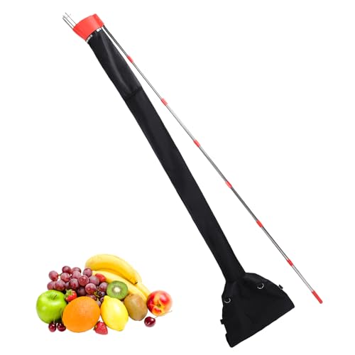 Wakects Apfelpflücker, Obstpflücker mit Teleskopstiel, Kirschenpflücker mit Trichtertasche, Obstsammler Für Die Ernteernte Apfel Zitrus Birnen Pfirsich Usw, mit 10 Ausziehbaren Stangen