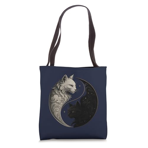 Mystical Cat Yin Yang Spiritual Balance Yoga Meditation Tote Bag