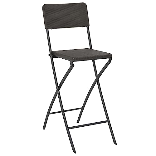 Chaise de bar pliante haut de gamme en acier marron et polyéthylène aspect rotin - 4