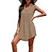 Womens Sleeveless Swimsuit Coverup Cotton V Neck Bathing Suit Cover Ups Fashion Swimwear Bikini Beach Cover-Up Dress(Khaki,Large)
