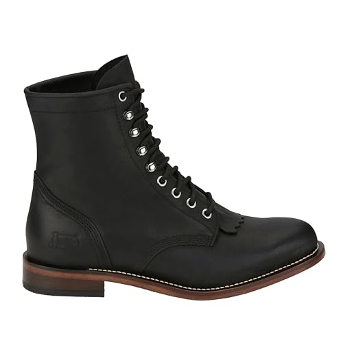 Justin Boot Company Men's Drennan Black Water Buffalo 7In Lace Up Roper Boot Black 10 D4