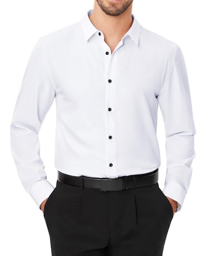 J.VER Men's Dress Shirts Stretch Long Sleeve Formal Shirt Solid Business Casual Button Down Shirts for Wedding Prom4