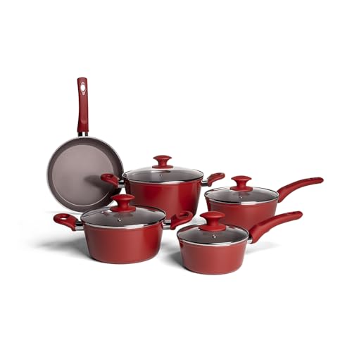 Jogo de Panelas 5 Peças Ceramic Life Optima com Fundo de Indução Brinox - Vermelho Carmin