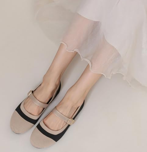 Mesh Knit Flats for Women Round Toe Breathable Mary Jane Shoes Casual Commuting Work Office Shoes2