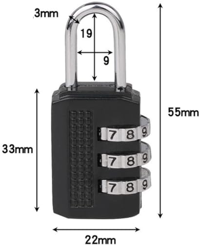 Image of Generic Shackle 3 Digit Combination Lock Outdoor Resettable Waterproof Padlock for Gym Locker Cooler Gate Hasp Cabinet Toolbox - Black, Standard, White
