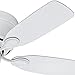 Hunter 42 inch Indoor Ceiling Fan No Light - White Ceiling Fan without Light, Low Profile Mount, 5 Blades, For Bedroom, Living Room, or Kitchen, Pull Chain - Low Profile IV 51059, Snow White