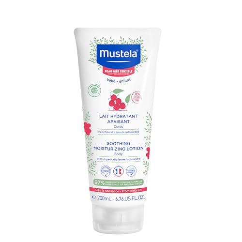 Mustela Baby Soothing Lotion – Moisturizing Body Lotion for Very Sensitive Skin – with Natural Avocado & Schizandra Berry – Fragrance-Free – 6.76 fl. Oz