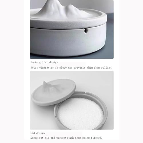 Cendrier avec couvercle en béton gris de table et extérieur - 4