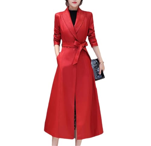 Trench en peau de mouton pour femme veste vintage en cuir véritable