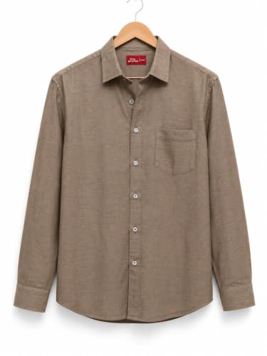 Image of Men's Cotton Linen Shirt | Regular Fit | Full Sleeve | Lightweight Breathable Casual Shirt