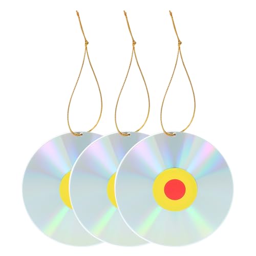 Hemobllo 3 Discos Reflectantes para Ahuyentar Pájaros, Decoración de Jardín Colgante Doble Cara, Plástico Duradero Puntos de Refracción para Uso en Exteriores