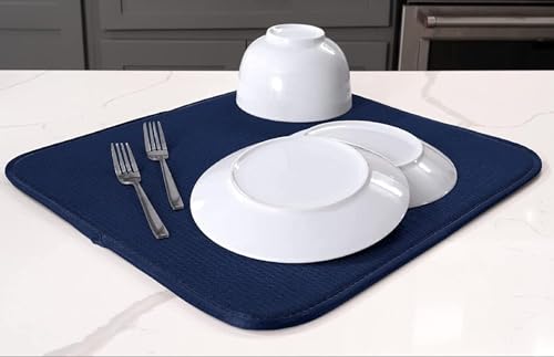 Image of PAXCOO Dish Drying Mat, Cloth Placemats, Machine Washable Linen Style Thick Place Mats, Heat Resistant and Easy to Clean Fabric Table Mats for Kitchen Dining Table(Multicolored)