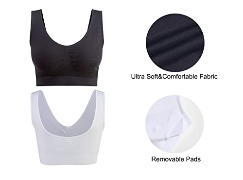 Lemef Damen Seamless Sport BH mit Merfarben Wohlfühl-BH, 1*weiß,1*schwarz,1*grau, 2XL