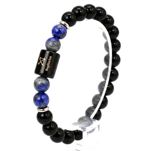 Image of Black Obsidian and Lapis Lazuli Bracelet for Sagittarius धनु राशि Zodiac